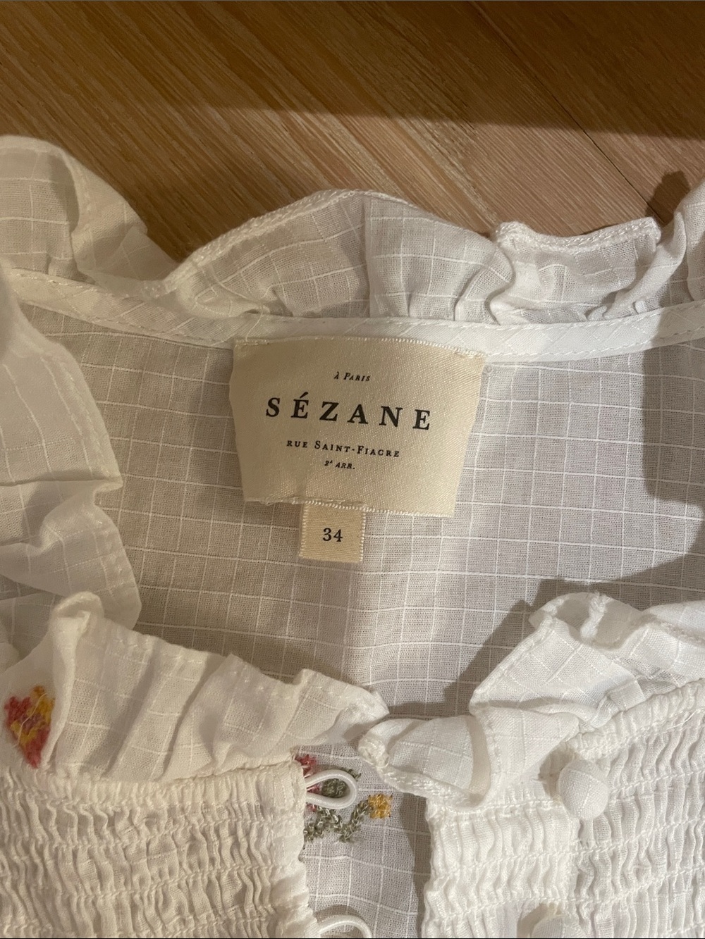 Sezane Donna Blouse NWT Europen Size 36/ US Size 2 Like New - Picture 7 of 12
